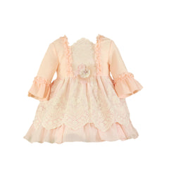 GIRL LACE FRILLS DRESS WITH SLEEVE
