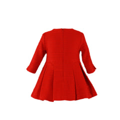 GIRL LONG SLEEVE AND PETER PAN COLLAR RED DRESS