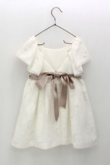 GIRL ROMANTIC DRESS WITH OLD PINK FABRIC BELT