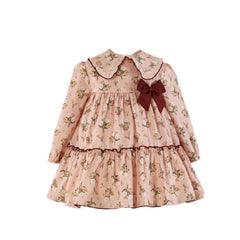 BABY GIRL FLORAL LONG SLEEVE DRESS WITH COLLAR