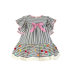 FLORAL STRIPES AND DOTS GIRLS DRESS