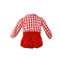 BABY BOY RED PLAID LONG SLEEVE SHIRT WITH SHORT PANTS RED SET