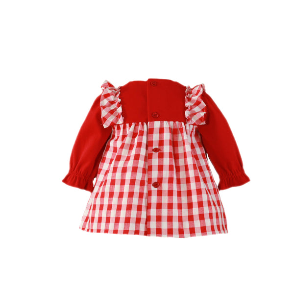 BABY GIRLS PLAID LONG SLEEVE RED DRESS