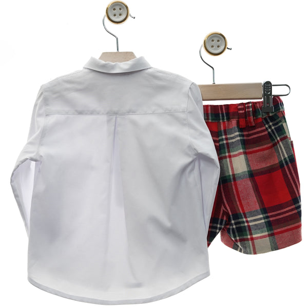 BOYS ESCOCES SHORT AND LONG SLEEVE SHIRT WITH BOW TIE SET