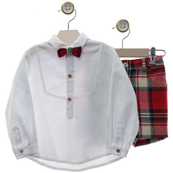 BOYS ESCOCES SHORT AND LONG SLEEVE SHIRT WITH BOW TIE SET