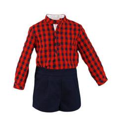 BLUE RED CHECK BABY SET
