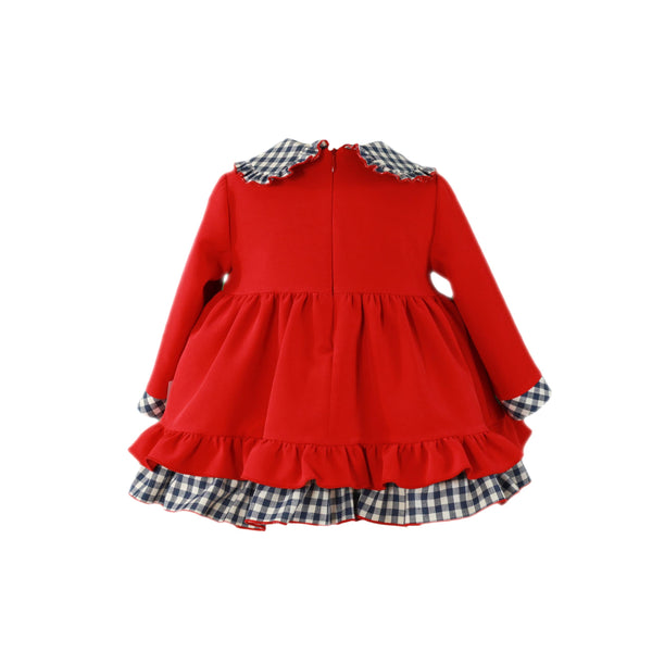 BABY GIRL PLAID DETAILS RED DRESS