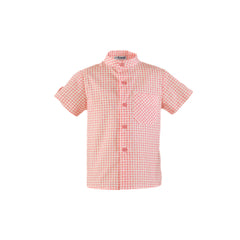 BOYS GINGHAM MAO COLLAR SHIRT SET