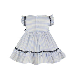STRIPES AND MARINE BOW DETAILS GIRLS DRESS