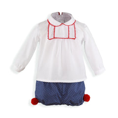 Baby Boys red pom pom short set