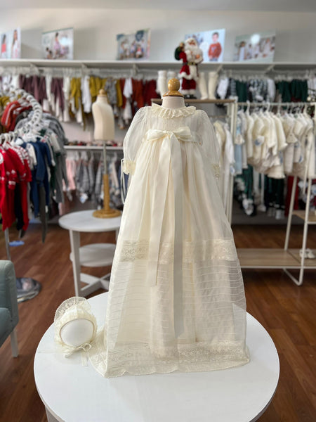 baptism dress long sleeve Baby Girl White Beaded Long Sleeve Bow Baptism Dress