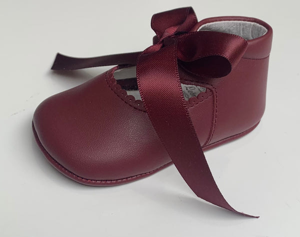 Baby Girls tie soft wine shoes