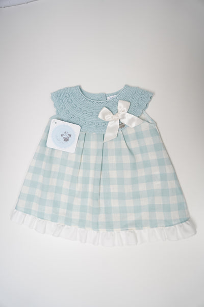 GIRLS VICHY PRINT AND BOW DETAILS DRESS