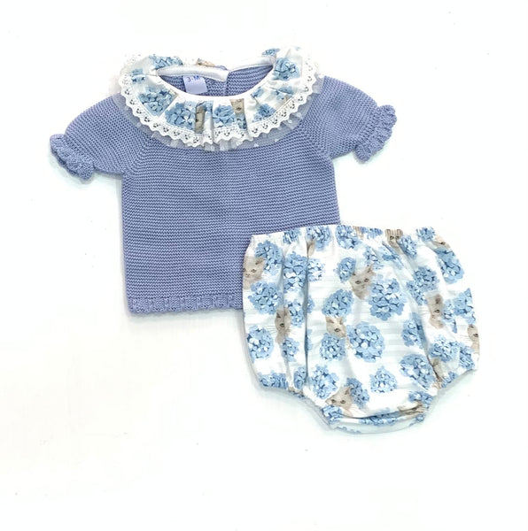 girls flowers and cats print bloomer set