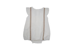 Girls ruffle and lace ivory romper