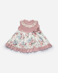 GIRLS FLOWER PRINT AND LACE DETAILS SLEEVELESS DRESS