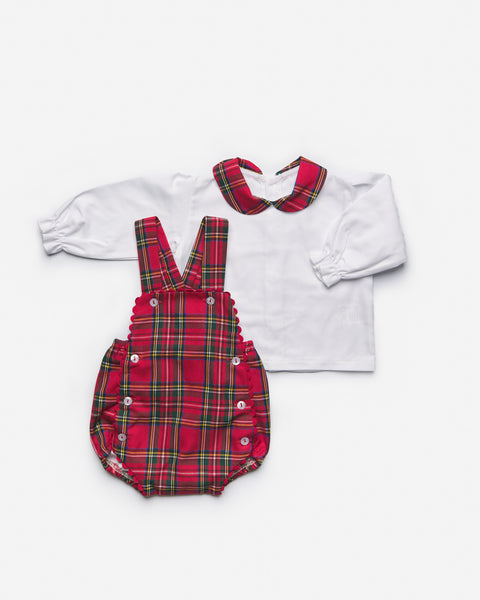 BABY PLAID ROMPER WITH SHIRT