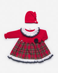 BABY GIRLS CHRISTMAS PLAID PRINT KNIT DRESS