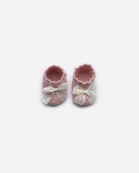 BABY BOOTIES WITH LACE BOW
