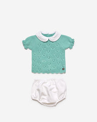BABY PIQUE COLLAR AND RHOMBUS KNITTED SET