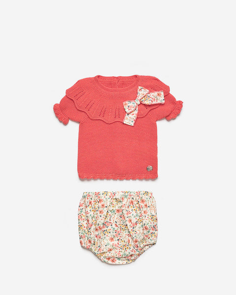GIRL FLORAL PRINT AND BOW DETAIL SET
