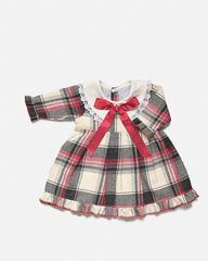 GIRL CLASSIC WITH BOW AND PETER PAN COLLAR HOLIDAY DRESS