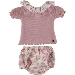 girls flowers and cats print bloomer set