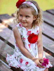 GIRLS ROSES PRINT AND APPLIQUE DRESS