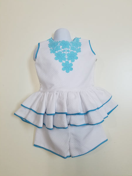 TURQUOISE FLOWER SHORT SET