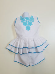 TURQUOISE FLOWER SHORT SET