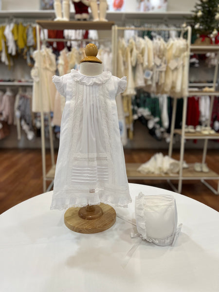 CRISTINA WHITE CEREMONY DRESS WITH BONNET